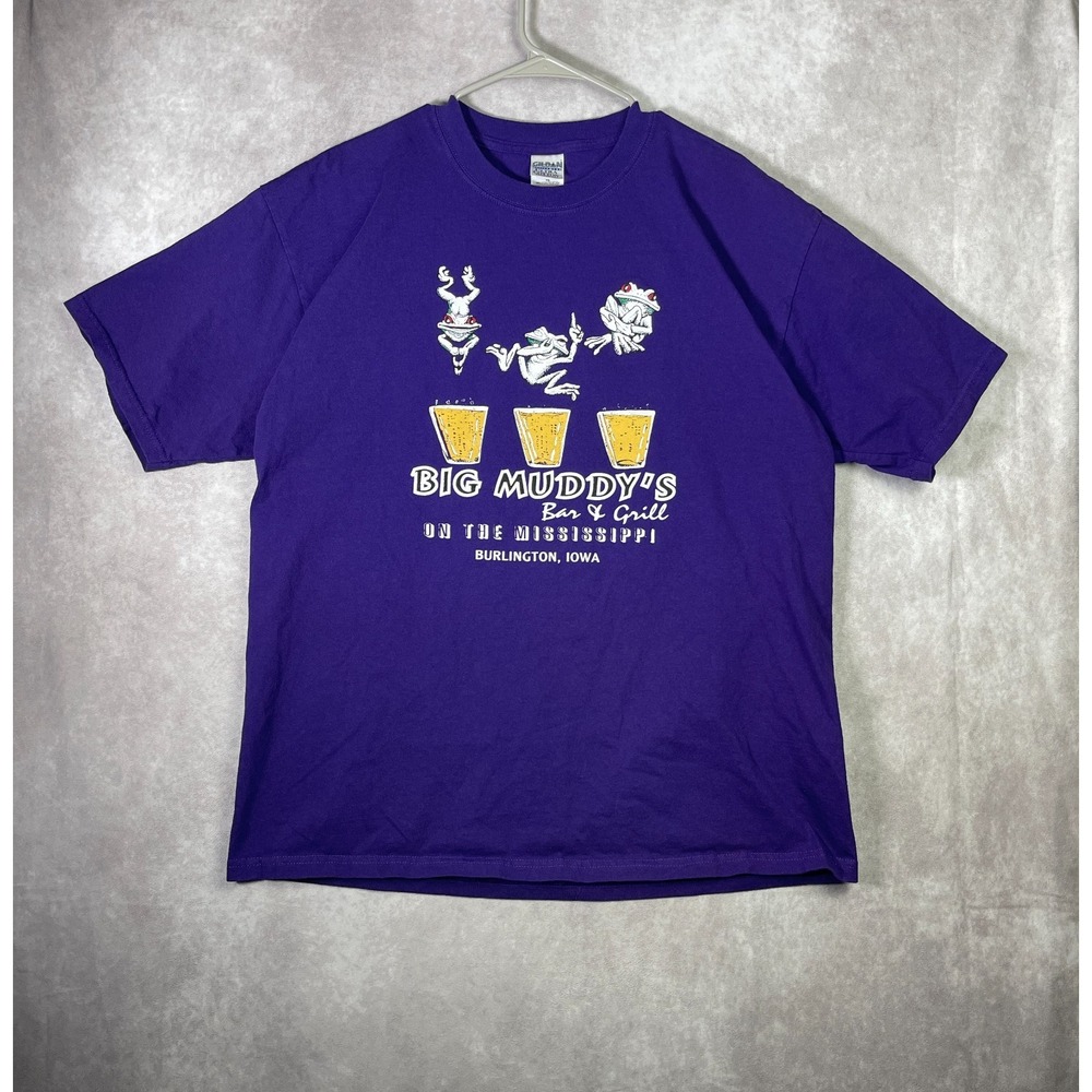 VTG Big Muddy Bar Shirt Mens Large Brewery Purple Frogs Beer Casual Graphic Y2K - Picture 2 of 9